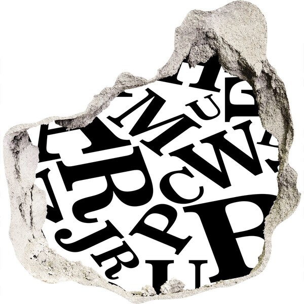 Vinilo decorativo boquete pared irregular Letras rotas en la pared