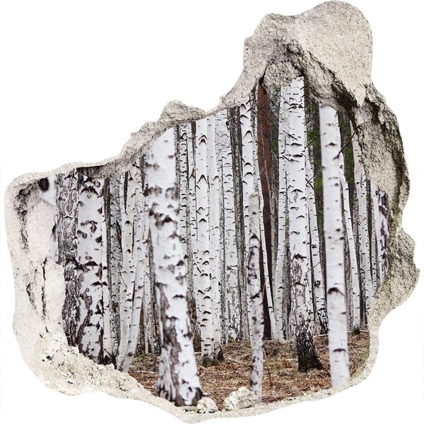 Pegatina efecto 3d pared rota decorativa Oasis forestal de abedules blancos