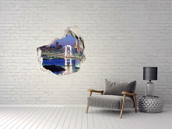 Vinilo adhesivo efecto agujero 3d para casa Puente de Tokio de noche