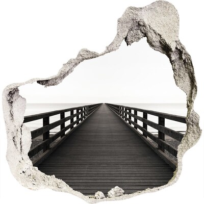 Pegatina efecto 3d pared rota decorativa Muelle junto al mar