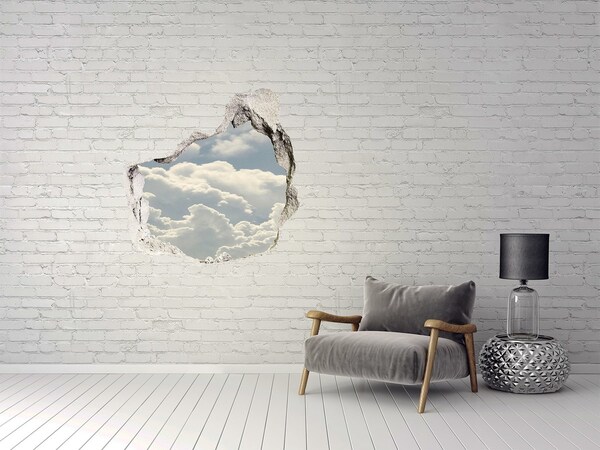 Vinilo decorativo boquete pared irregular Cielo con nubes