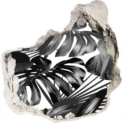 Okleina 3D dziura na ścianę Tropikalna dżungla w monochromie