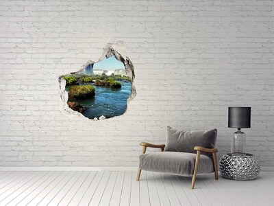 Vinilo adhesivo efecto agujero 3d para casa Cascadas y un oasis verde