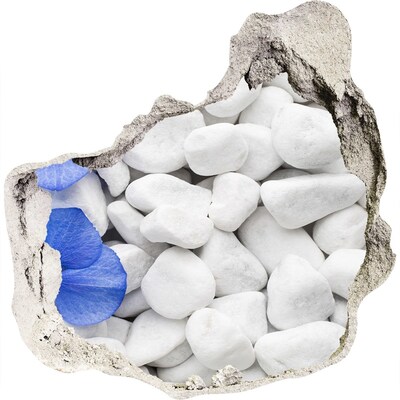 Vinilo decorativo boquete pared irregular Guijarros de playa con acento azul