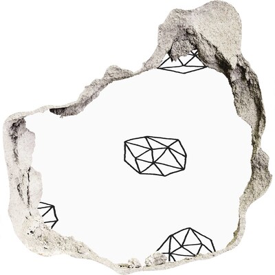 Pegatina efecto 3d pared rota decorativa Diamantes de oro en un agujero en la pared