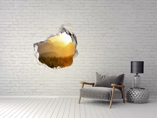 Vinilo adhesivo efecto agujero 3d para casa Valle dorado en las montañas