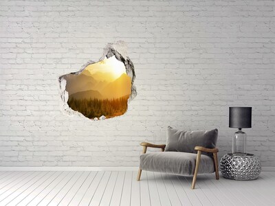 Vinilo adhesivo efecto agujero 3d para casa Valle dorado en las montañas
