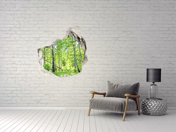 Vinilo adhesivo efecto agujero 3d para casa Bosque verde a la luz del sol