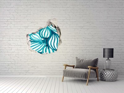 Vinilo decorativo boquete pared irregular Hojas tropicales en un agujero en la pared.