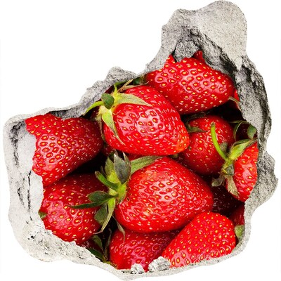Pegatina efecto 3d pared rota decorativa Fresas dulces en hormigón