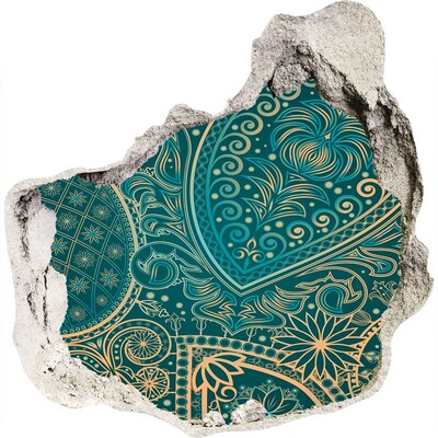 Pegatina efecto 3d pared rota decorativa Patrón boho verde