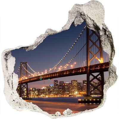 Fototapeta dziura na ścianę 3d Most w San Francisco nocą
