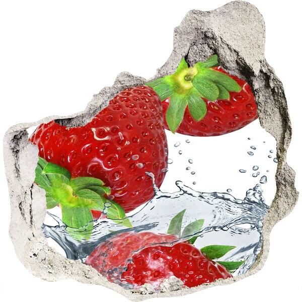Pegatina pared rota trampantojo decorativo Fresas jugosas en una explosión de agua.