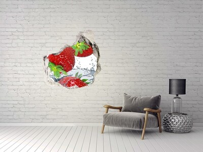 Pegatina pared rota trampantojo decorativo Fresas jugosas en una explosión de agua.