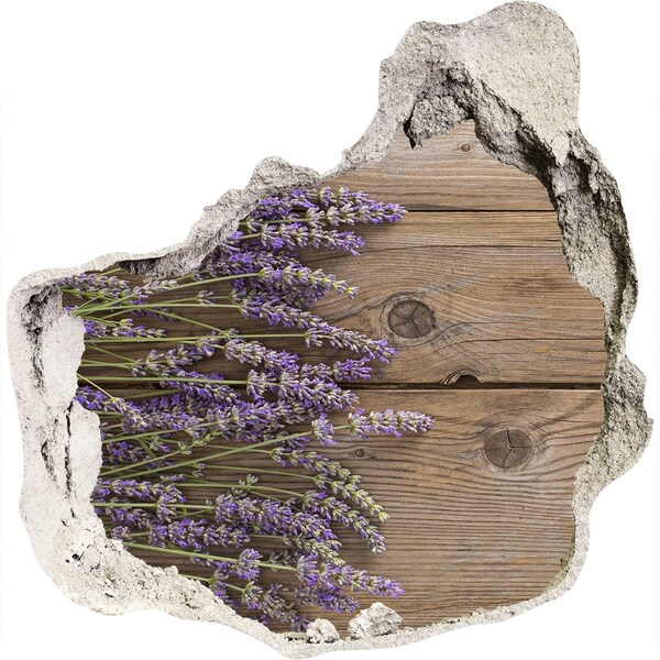 Pegatina pared rota trampantojo decorativo Flores de lavanda en una caja de madera.