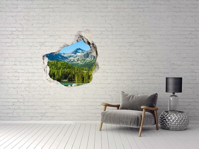Pegatina efecto 3d pared rota decorativa Paisaje de montaña con un lago