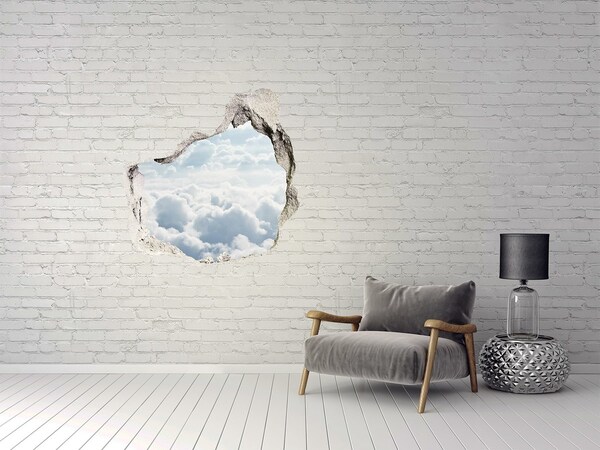 Vinilo decorativo boquete pared irregular El cielo está lleno de nubes.