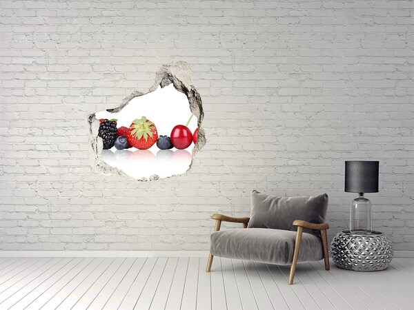 Pegatina efecto 3d pared rota decorativa Fruta en un agujero en la pared
