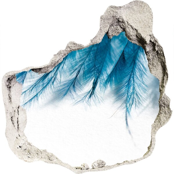 Pegatina pared rota trampantojo decorativo Plumas azules en hormigón