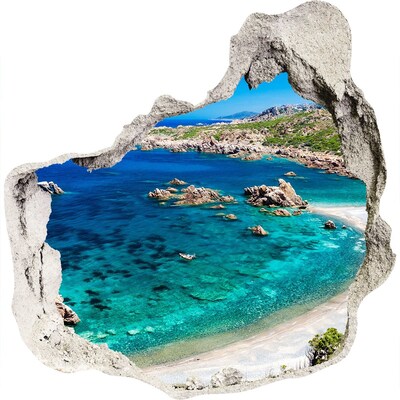 Vinilo decorativo boquete pared irregular Bahía del Caribe