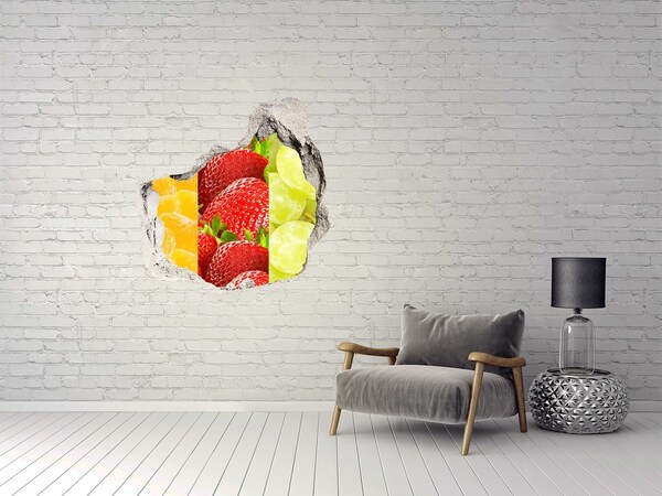 Pegatina pared rota trampantojo decorativo El paraíso de las frutas detrás del muro