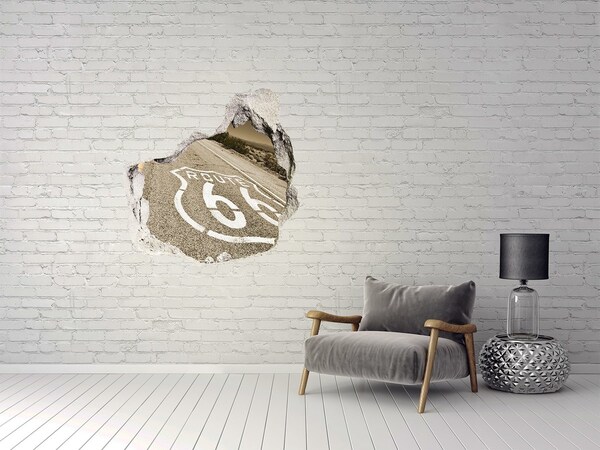 Pegatina pared rota trampantojo decorativo Ruta 66 en hormigón