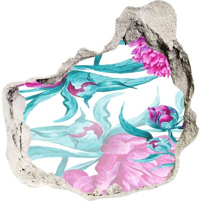 Pegatina efecto 3d pared rota decorativa Jardín de flores detrás del muro