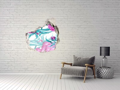 Pegatina efecto 3d pared rota decorativa Jardín de flores detrás del muro