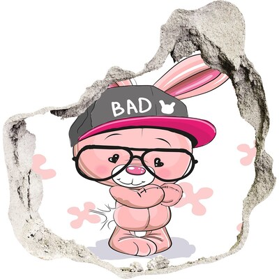 Vinilo adhesivo efecto agujero 3d para casa Conejito con sombrero