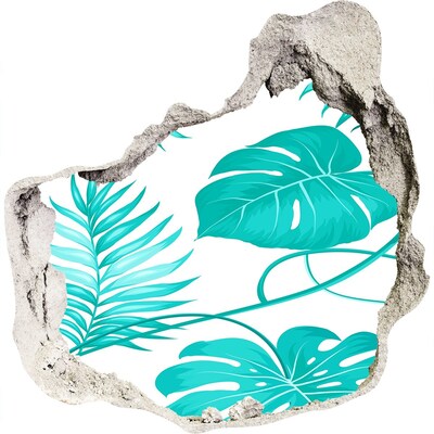 Vinilo decorativo boquete pared irregular Paraíso tropical detrás del muro