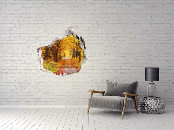 naklejka fototapeta 3D widok Jesienna aleja w lesie