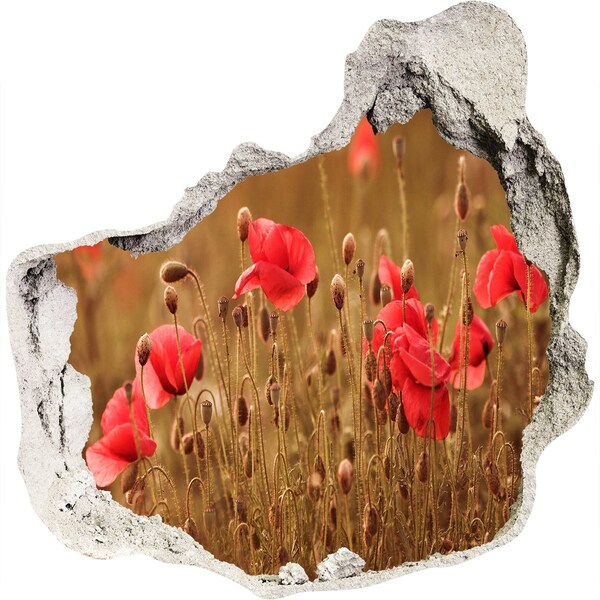 Pegatina efecto 3d pared rota decorativa Flores entre el muro en ruinas