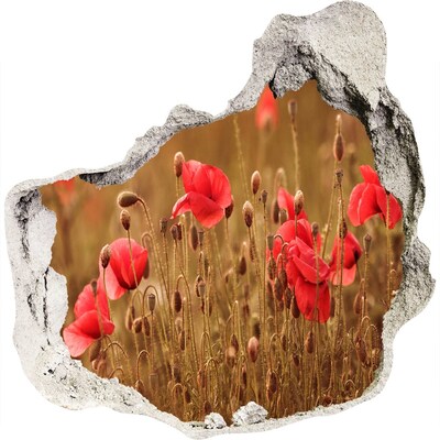 Pegatina efecto 3d pared rota decorativa Flores entre el muro en ruinas