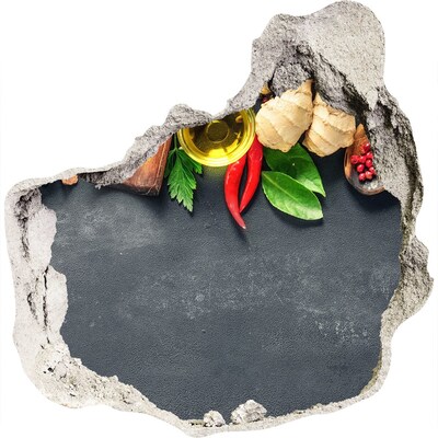 Pegatina efecto 3d pared rota decorativa Sabores de cocina de más allá del muro