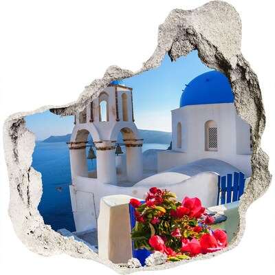 Vinilo adhesivo efecto agujero 3d para casa Santorini en pleno esplendor
