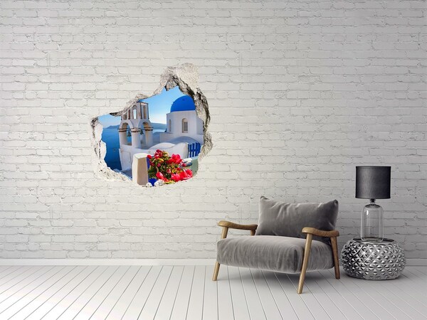 Vinilo adhesivo efecto agujero 3d para casa Santorini en pleno esplendor