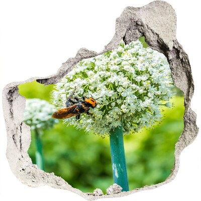 Vinilo decorativo boquete pared irregular Prado de flores con una abeja