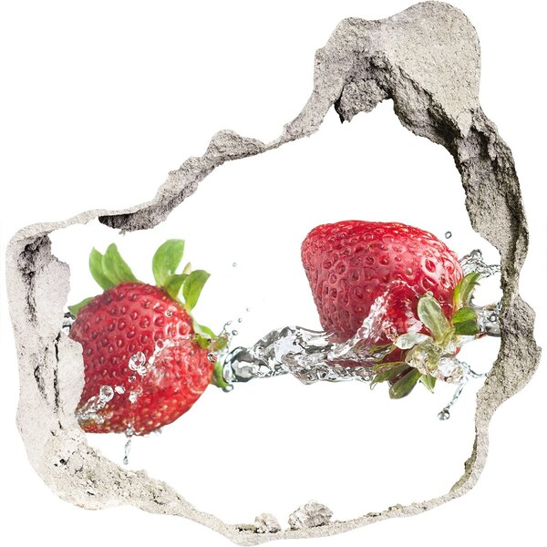 Pegatina efecto 3d pared rota decorativa Fresas en agua