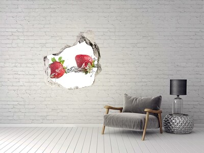 Pegatina efecto 3d pared rota decorativa Fresas en agua