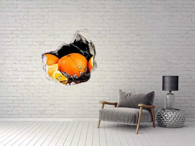 Pegatina efecto 3d pared rota decorativa Naranjas jugosas en agua