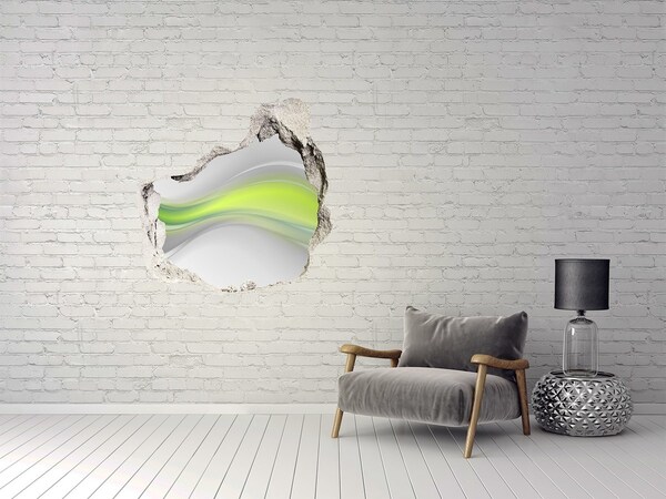 Pegatina efecto 3d pared rota decorativa Ola verde en un agujero de hormigón