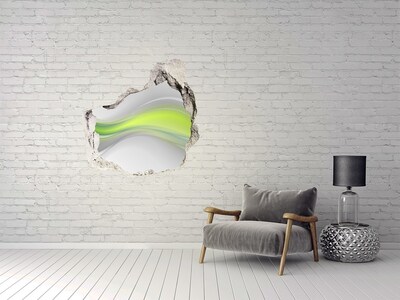 Pegatina efecto 3d pared rota decorativa Ola verde en un agujero de hormigón