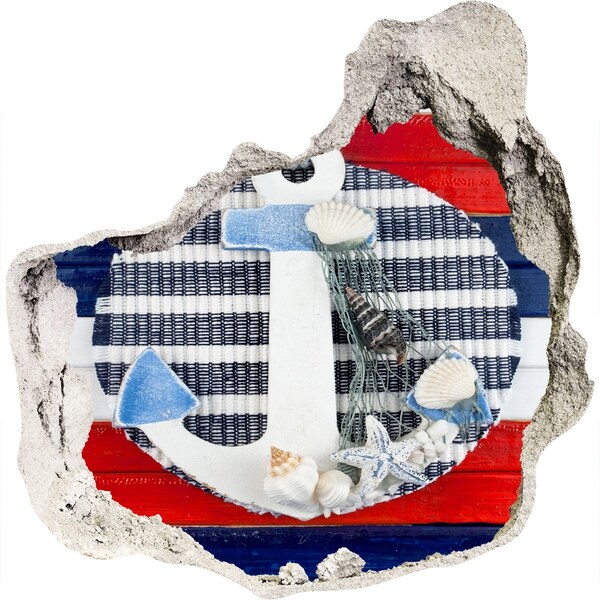 Pegatina pared rota trampantojo decorativo Aventura en el mar con conchas