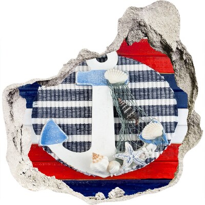 Pegatina pared rota trampantojo decorativo Aventura en el mar con conchas