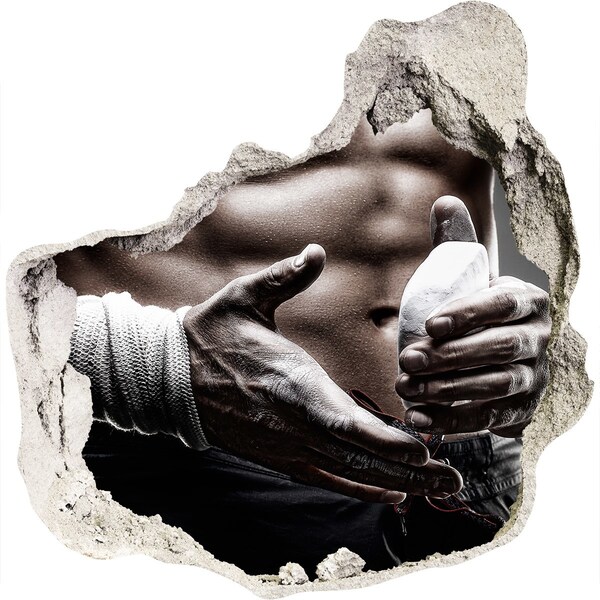 Vinilo decorativo boquete pared irregular campeón de artes marciales