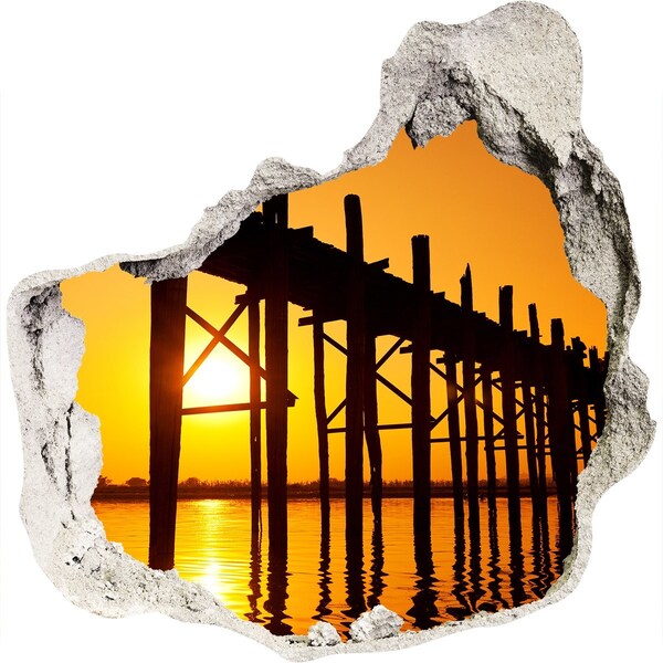 Vinilo adhesivo efecto agujero 3d para casa Puesta de sol sobre el muelle