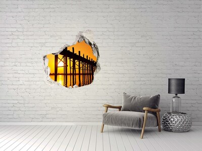 Vinilo adhesivo efecto agujero 3d para casa Puesta de sol sobre el muelle