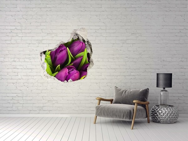 Vinilo adhesivo efecto agujero 3d para casa Flores en hormigón