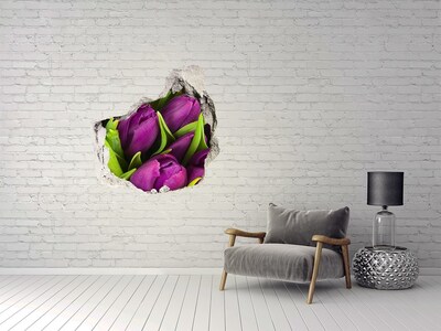 Vinilo adhesivo efecto agujero 3d para casa Flores en hormigón
