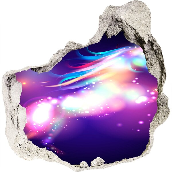 Vinilo decorativo boquete pared irregular Una explosión cósmica de colores.